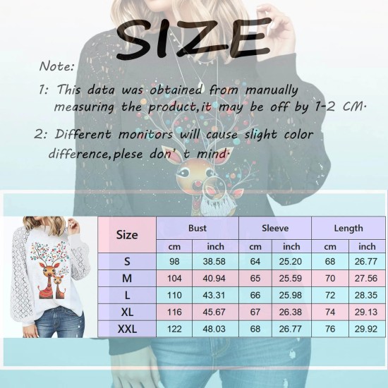 Blouse Pullovers For Women Christmas Wine Glass Print Lace Crochet Long Sleeve Crewneck Blouse Pullovers For Women Christmas Wine Glass Print Lace Crochet Long Sleeve Crewneck