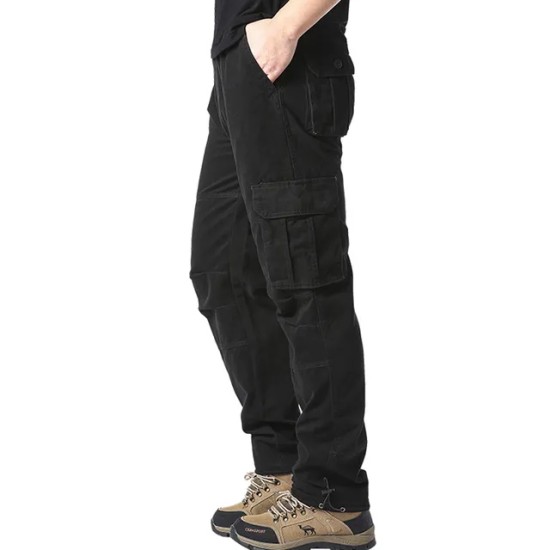 Large Pocket Loose Overalls Men's Outdoor Sports Jogging Military Tactical Pants Elastic Waist Pure Cotton Casual Work Pants Large Pocket Loose Overalls Men's Outdoor Sports Jogging Military Tactical Pants Elastic Waist Pure Cotton Casual Work Pants