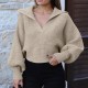 Women's Sweater Autumn Polo Large V Neck Solid Knit Sweater Loose Pullover Sweater Office Lady Long Sleeve Oversized Pullover Women's Sweater Autumn Polo Large V Neck Solid Knit Sweater Loose Pullover Sweater Office Lady Long Sleeve Oversized Pullover