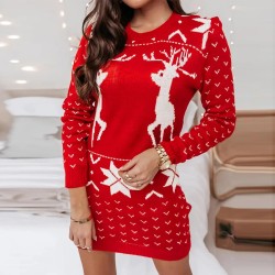 Women S Christmas Sweater Reindeer Christmas Sweater - Cozy Long Sleeve Xmas Pullover With Round Neck For Girls And Ladies