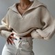 Women's Sweater Autumn Polo Large V Neck Solid Knit Sweater Loose Pullover Sweater Office Lady Long Sleeve Oversized Pullover Women's Sweater Autumn Polo Large V Neck Solid Knit Sweater Loose Pullover Sweater Office Lady Long Sleeve Oversized Pullover